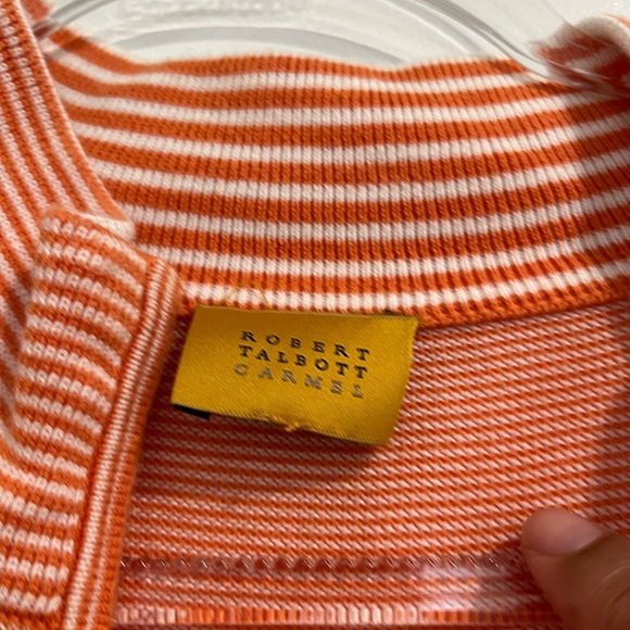 Robert Talbott Carmel Orange Pima Cotton Quarter Zip Sweater Sz. L - Picture 4 of 9